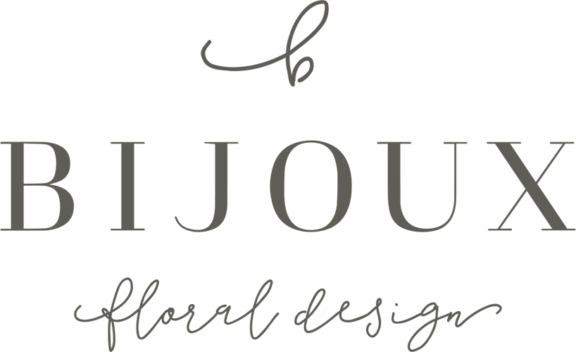 Bijoux Floral logo in Opal and Onyx colours