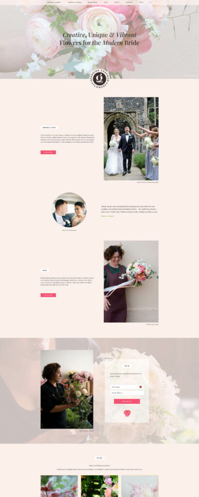 Georgina Chapman Flowers website home page screenshot